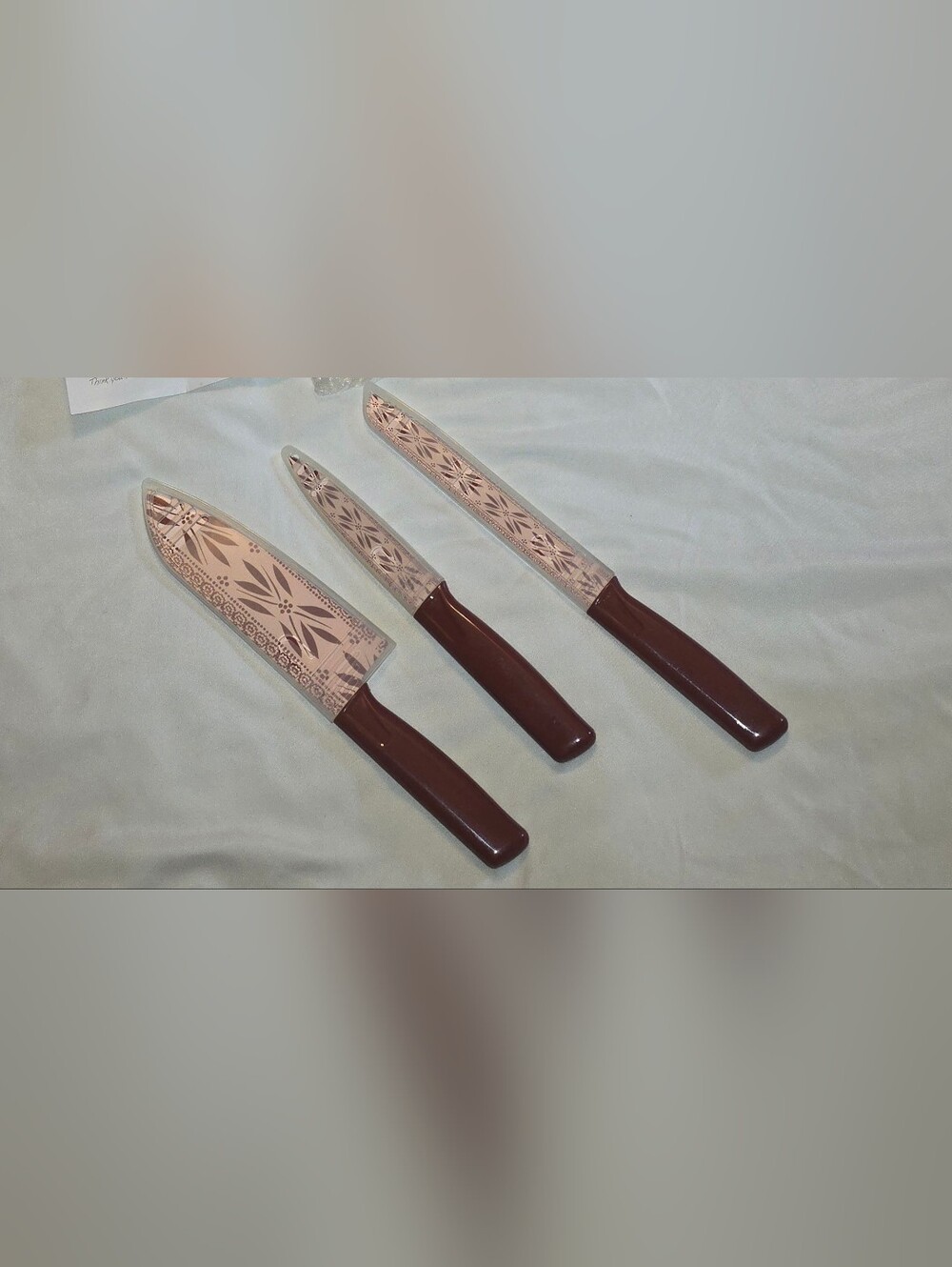 Three Piece Steel Knife Set Temptations Old World By Kuhn Rikon Maroon Floral
